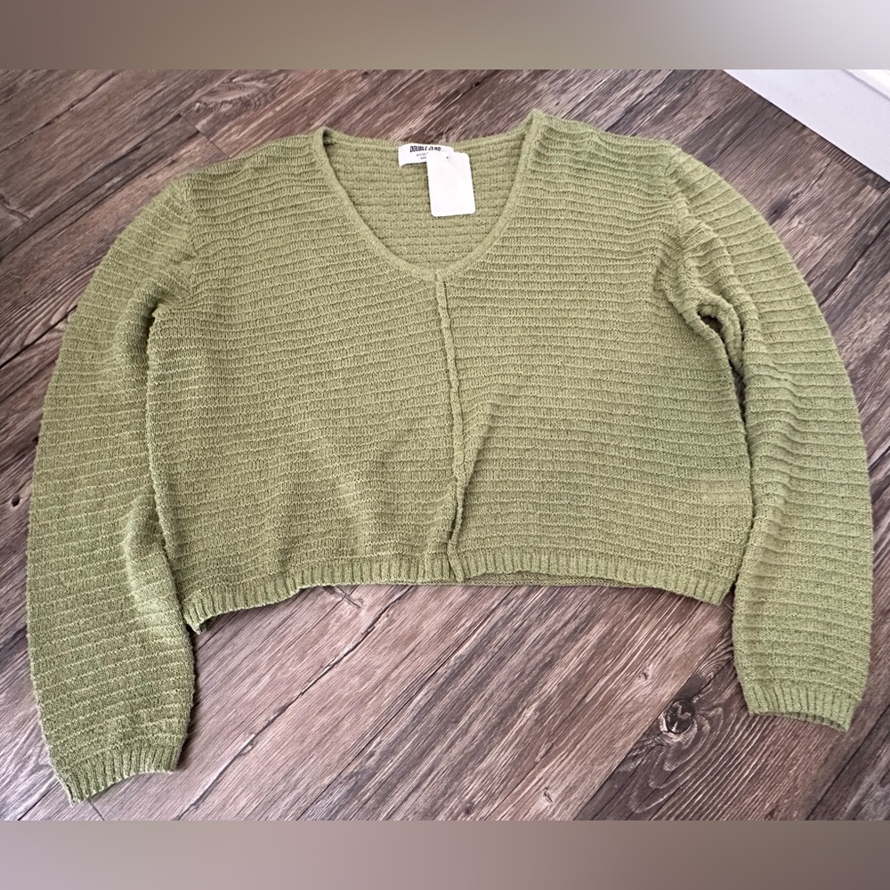 Double Zero Sage Green Cropped Knit Sweater Women’s Medium NWT